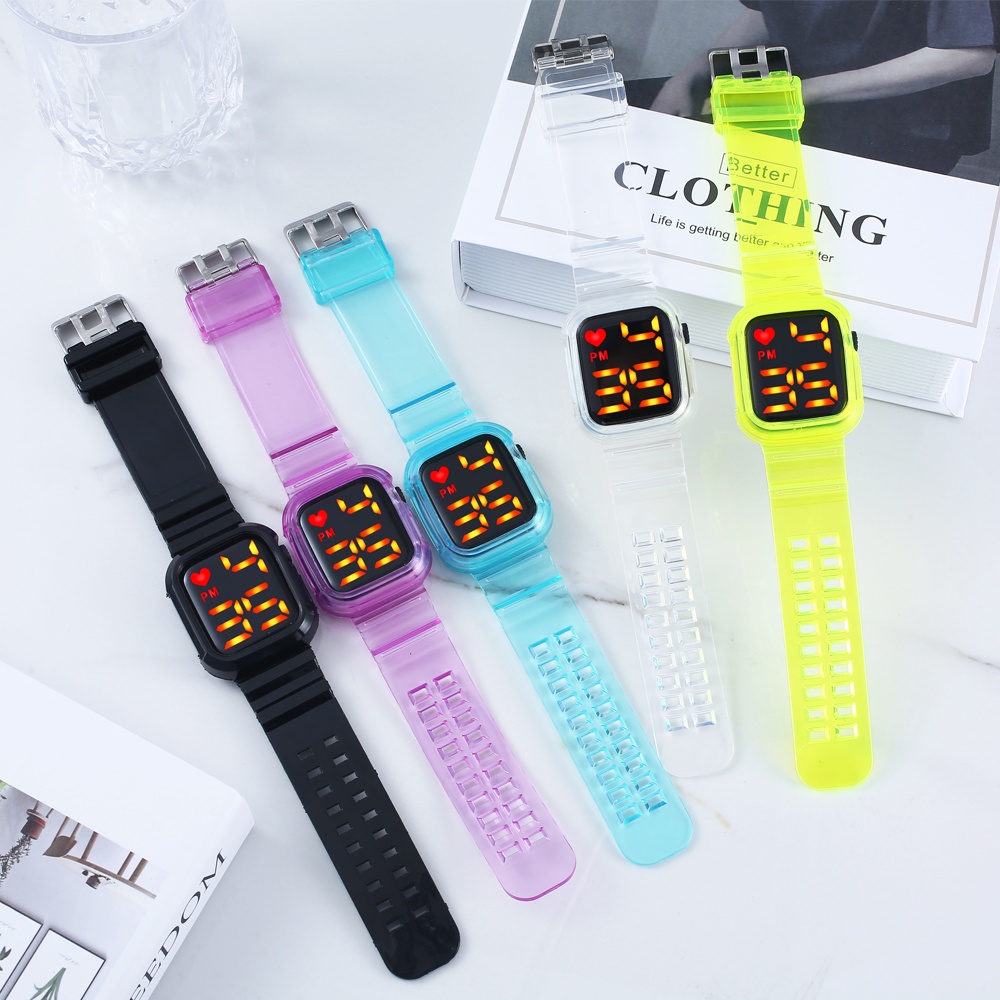 (COD)Jam Tangan Wanita Fashion Korea Style Digital Sport M127/ Jam Tangan Strap Rubber Untuk Wanita tahan air