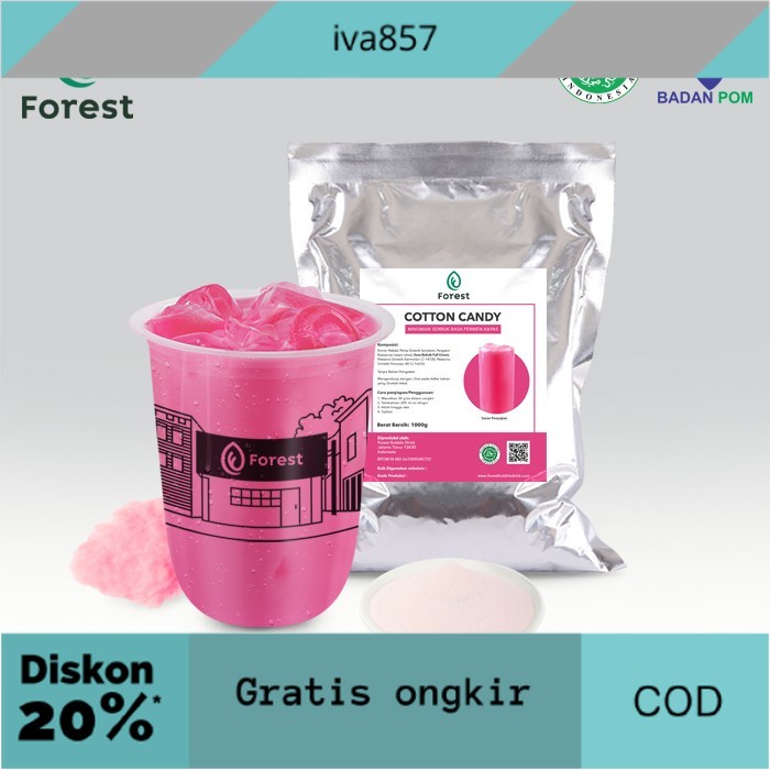 

PROMO Bubuk Minuman COTTON CANDY 1000 Gram - FOREST BUBBLE DRINK - POWDR+BUBLEWRAP GRATIS ONGKIR