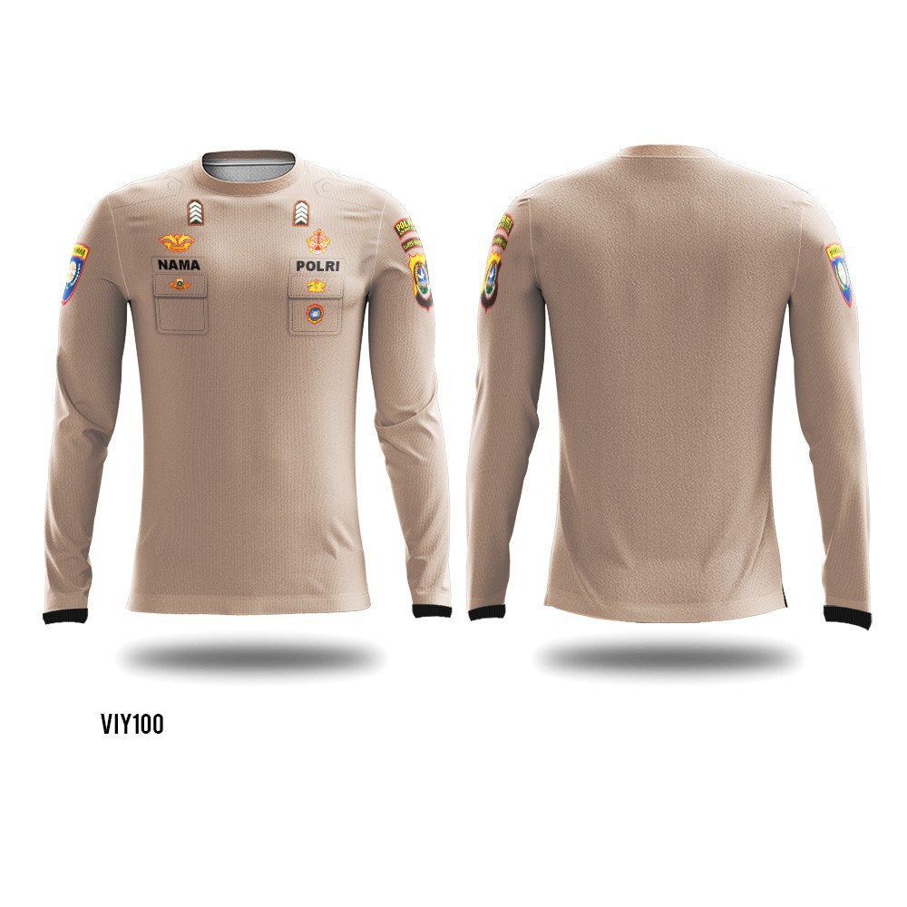 Kaos Baju Jersey sepeda gowes mtb seragam polisi polri coklat lengan panjang