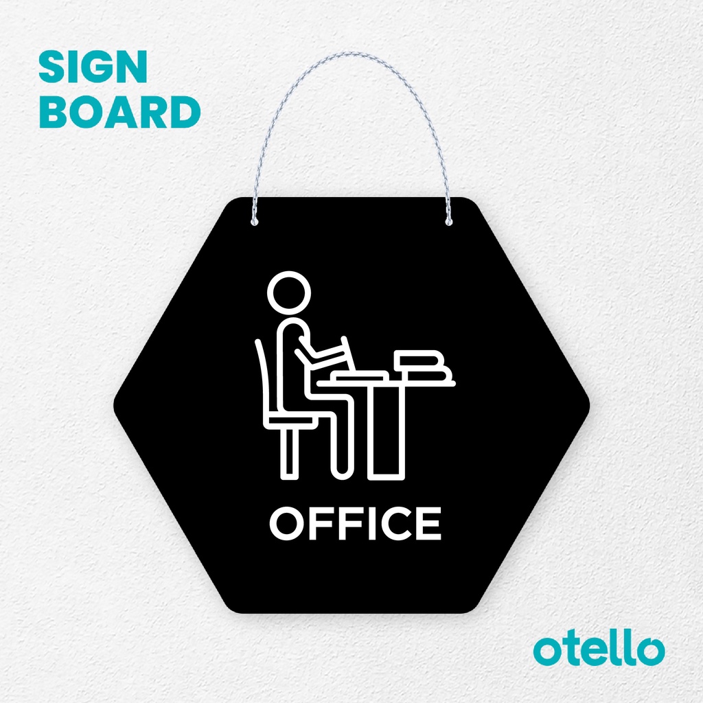 Otello Signage Office Signage Board Acrylic Papan Gantung Akrilik Rantai Petunjuk Toko Modern Minimalist Kafe Restoran Kantor Gedung Cafe