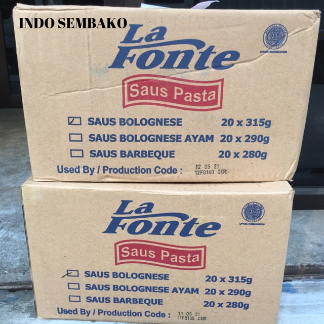 Saus Bolognese La fonte 20 x 315g dus / Saus pasta Bolognese Lafonte 315g dus isi 20