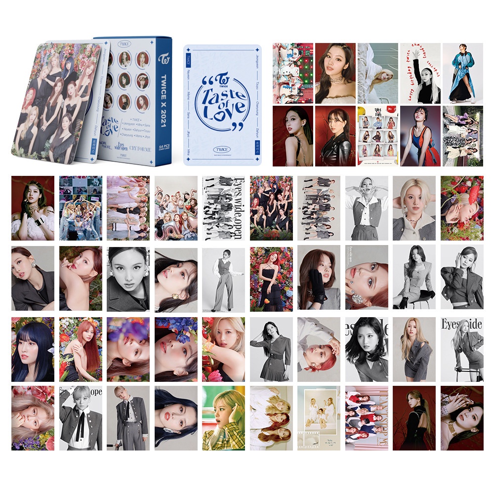 54pcs / box Kartu Foto TWICE 2021 Taste of Love MORE &amp; MORE Eyes Model Terbuka