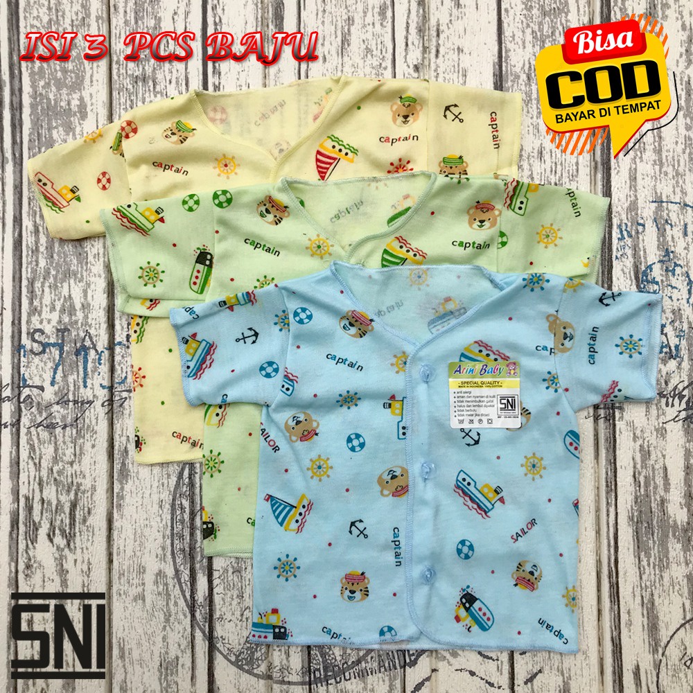 3 Pcs Baju Bayi Baru Lahir Motif Lengan Pendek Newborn DNW BABY