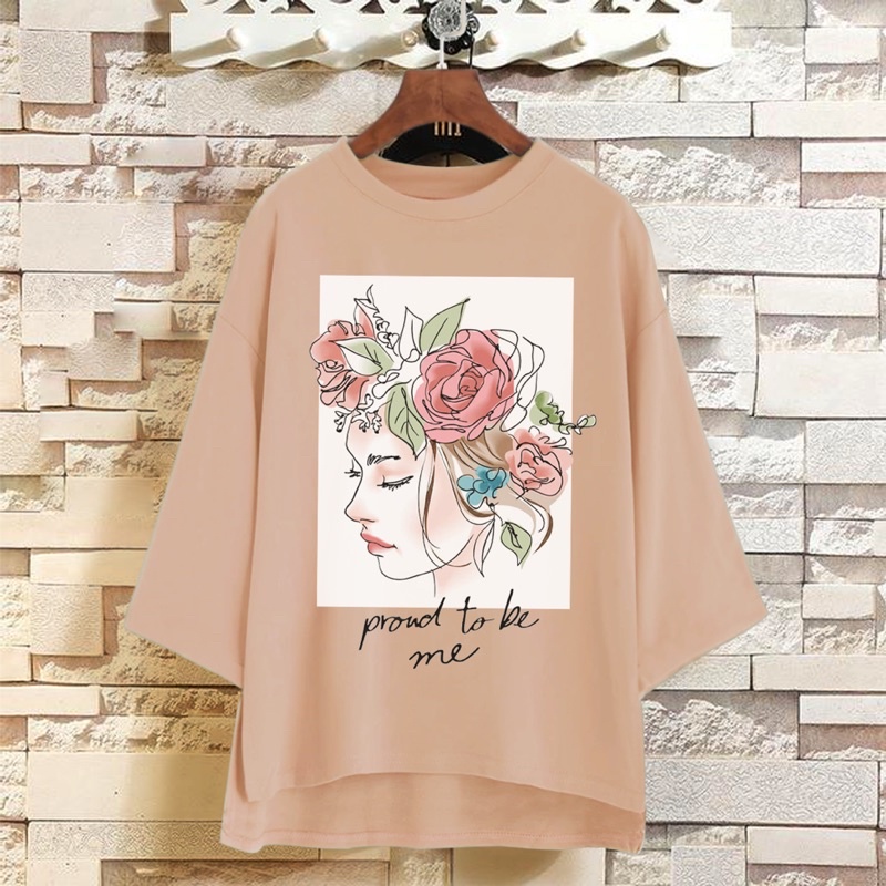 PUFFY_ID Kaos tunik oversize lengan 3/4 PROOF TO BE ME atasan wanita oversize
