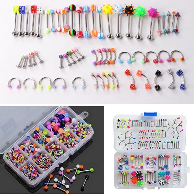 60pcs Anting Tindik Lidah / Bibir / Tubuh Bentuk Barbel