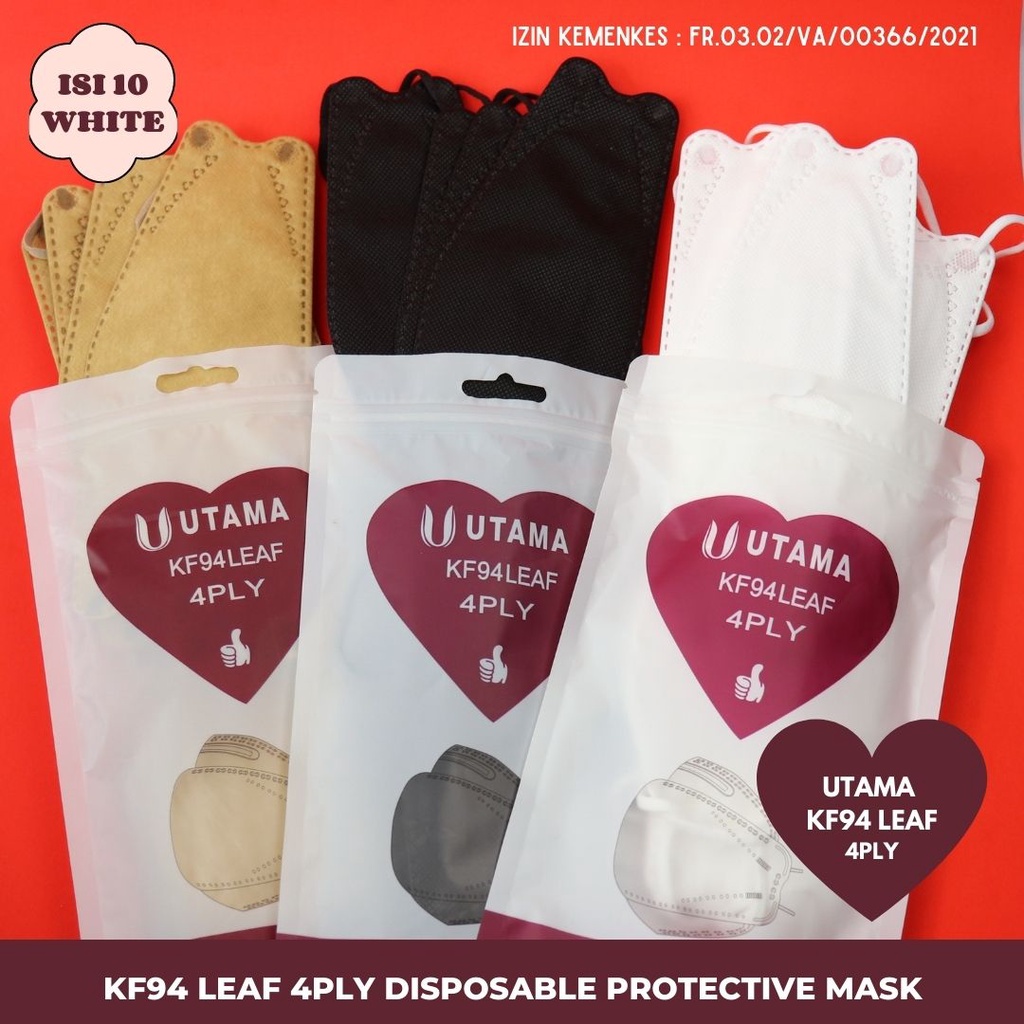 Masker KF94 Korea UTAMA Convex Warna 4D 4ply Like EVO AKD KEMENKES KF94 leaf Utama 4ply isi 10pcs