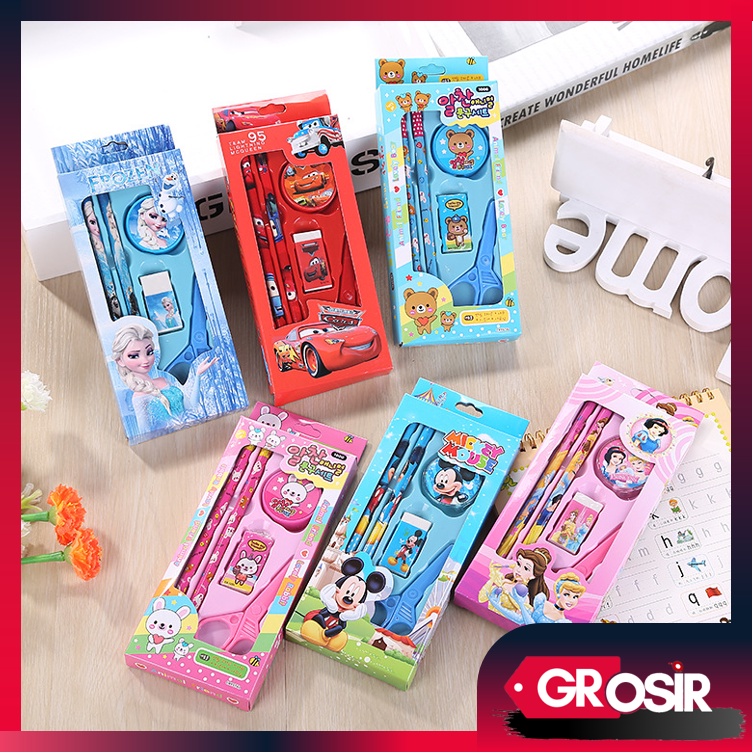 Grosir - S992 Peralatan Tulis 5 in 1 / Stationary Sekolah / Set Alat Tulis / Peralatan Sekolah Anak