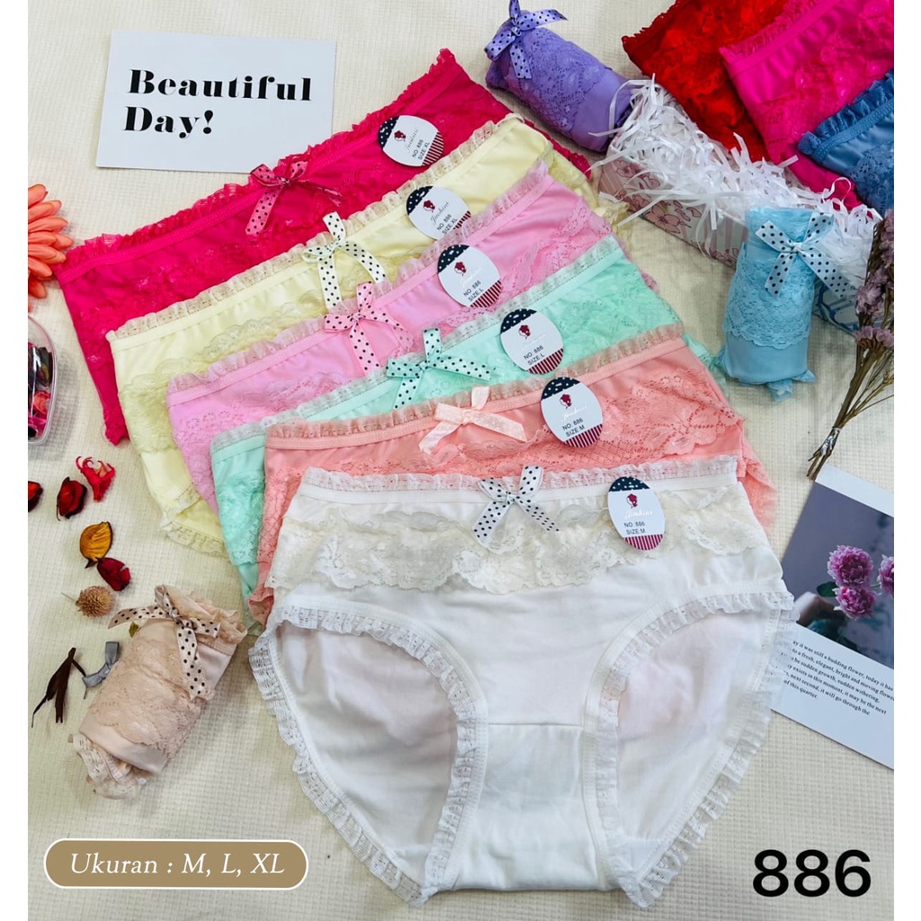BEE – Celana Dalam Motif Renda Cd Wanita Sexy Pakaian Dalam Import 886 Jiashini