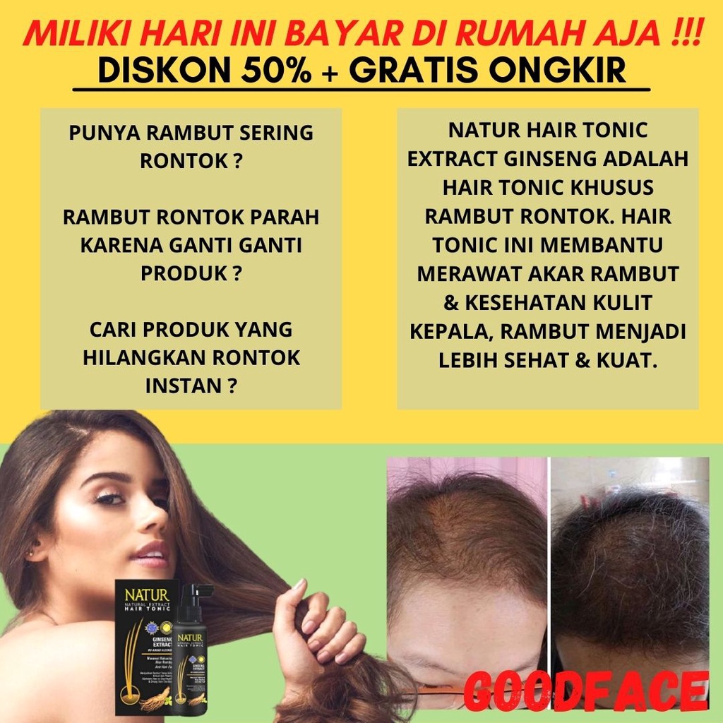 NATUR HAIR TONIC GINSENG EXTRACT ORIGINAL BPOM 90ML TONIC RAMBUT RONTOK PERAWATAN RAMBUT RONTOK ANTI RONTOK TREATMENT RAMBUT