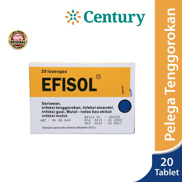 

Efisol Lozenges / Sariawan / Radang Tenggorokan / Panas Dalam / Vitamin C / Sakit Tenggorokan