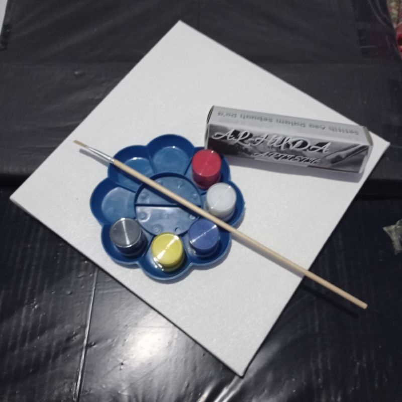 

paket kanvas lukis ukuran 30x40 39set kuas palet cat acrylic