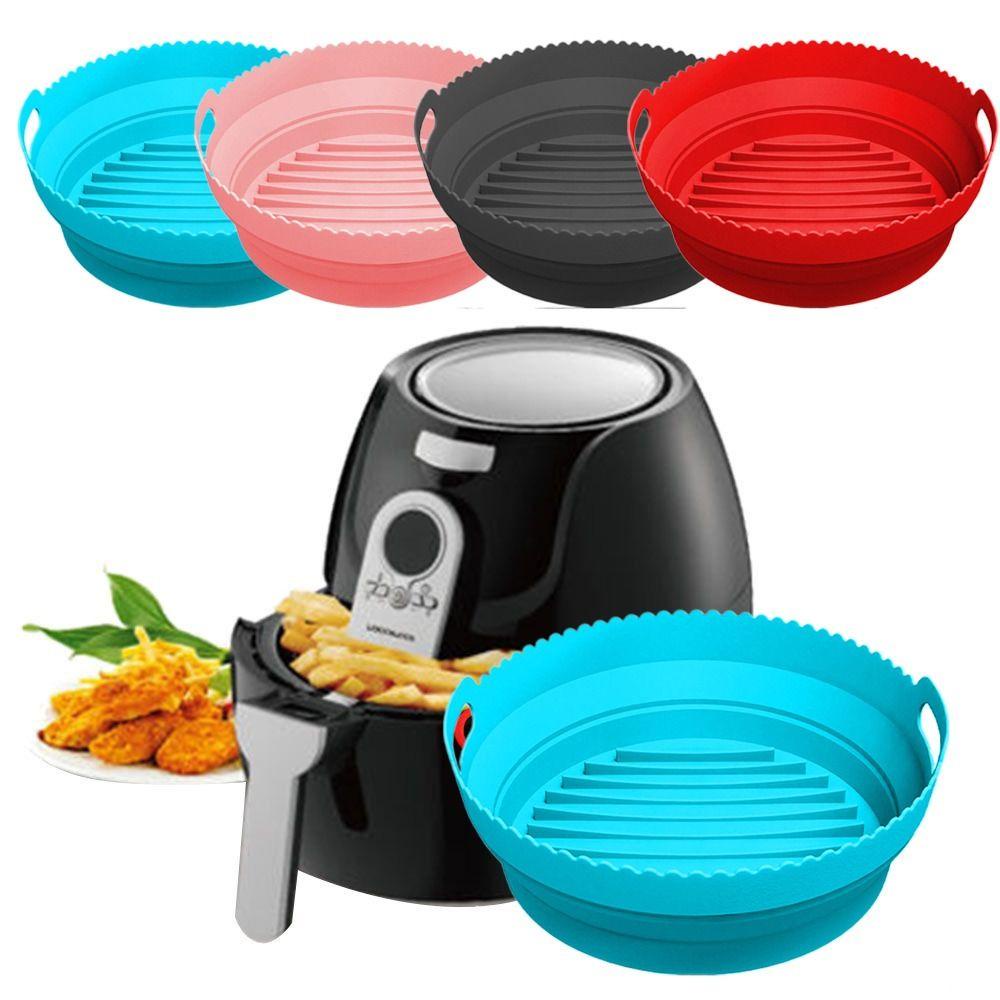 Solighter Panci Silikon Bulat Lipat Lembut Masak Piring Pizza AirFryer Aksesoris Baking Basket