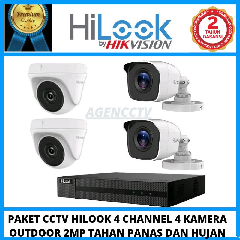 PAKET CCTV HILOOK 4 CHANNEL 4 KAMERA 2MP 1080P AUDIO BISA MEREKAM SUARA DAN VIDEO