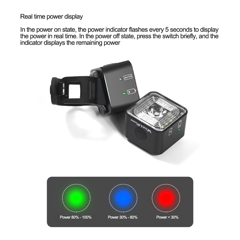 WIND&amp;MOON 120 Lumen IP66 Waterproof Light Sets Headlight and Tail Light Sets for 5 Gear e Brake Lamp,WT06+WT06R