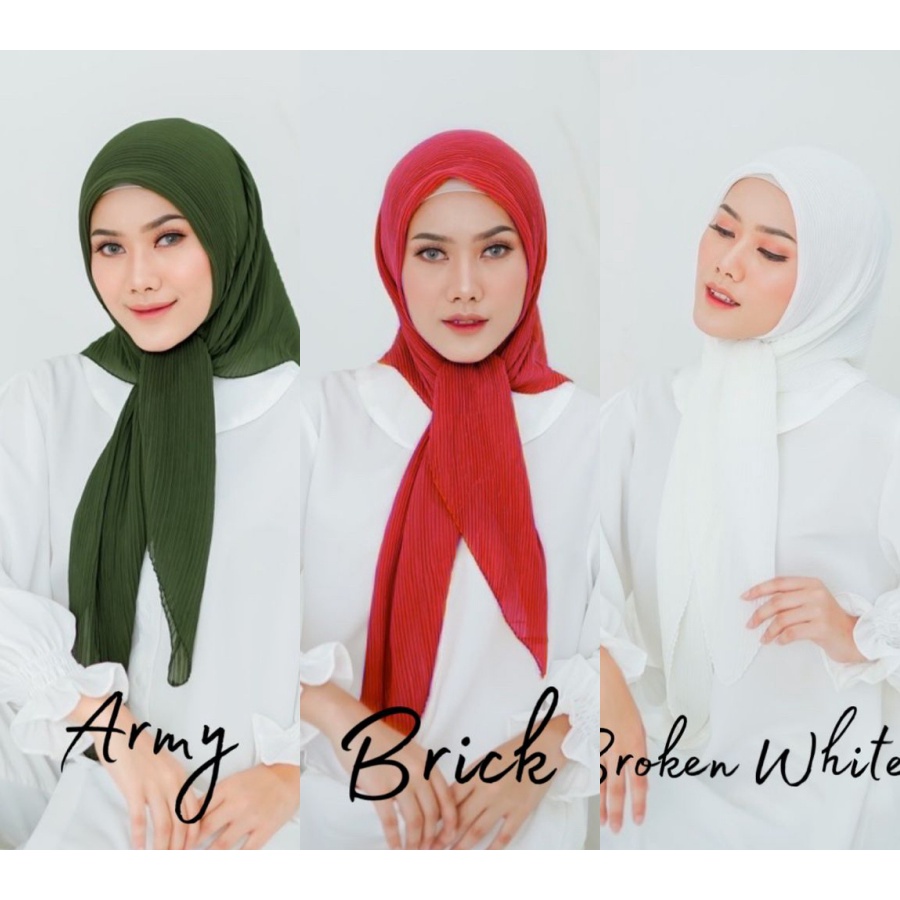 HIJAB SEGIEMPAT PLISKET / KERUDUNG BELLA PLISKET PREMIUM / JILBAB HYUNA SQUARE PLISKET