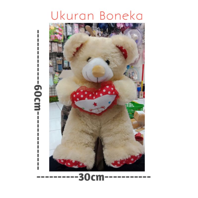 BONEKA BERUANG/TEDDY BEAR BAHAN DAKRON UKURAN XL (TINGGI 60CM)