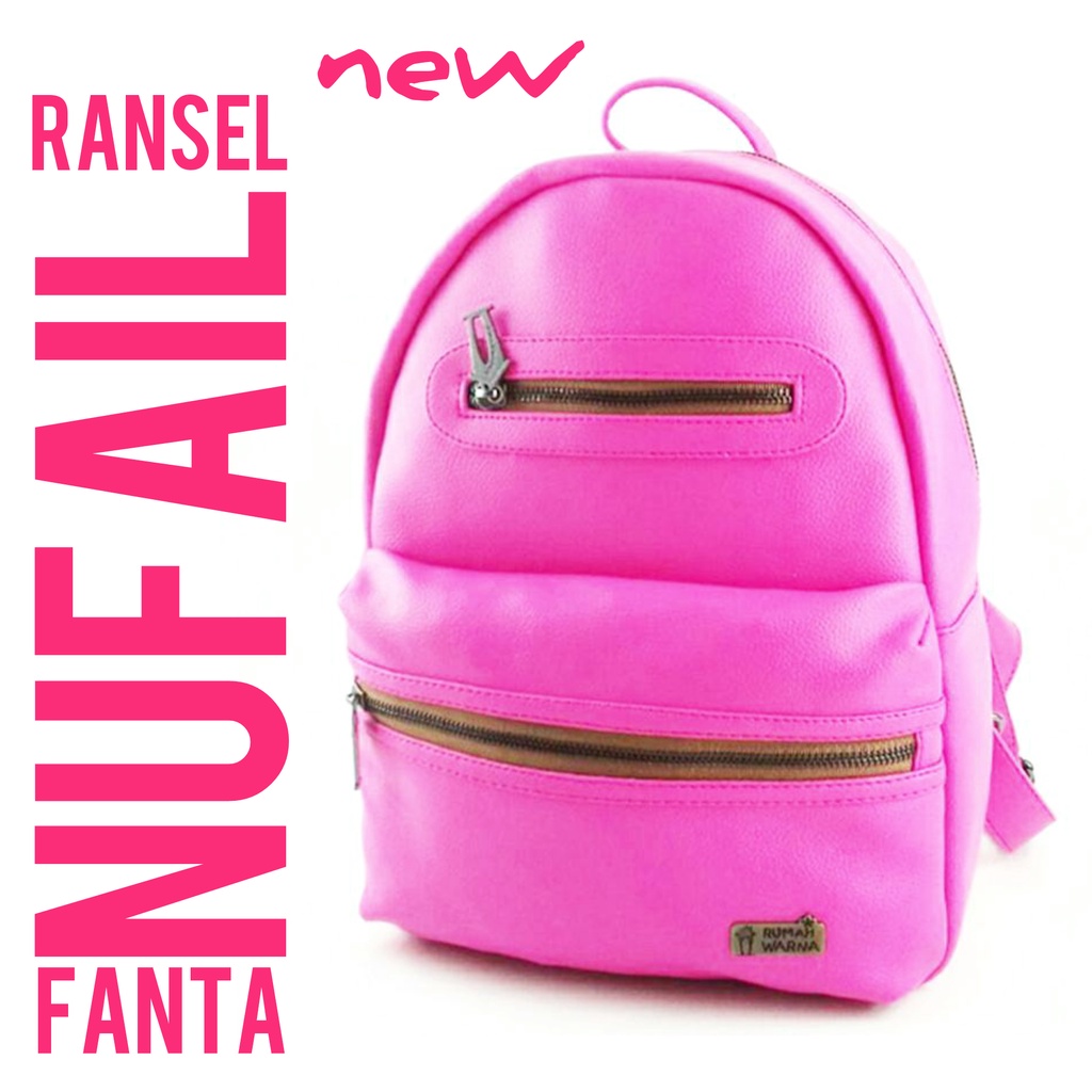 TAS RANSEL K NUFAIL WARNA PINK FANTA RUMAH WARNA TAS WANITA ANAK SEKOLAH KULIAH KERJA LAPTOP