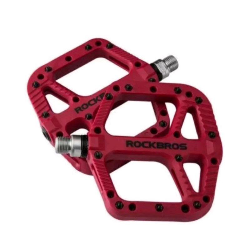 Rockbros 12A Pedal Bearing Nylon Pedal Tapak Lebar Pedal Sepeda Merah