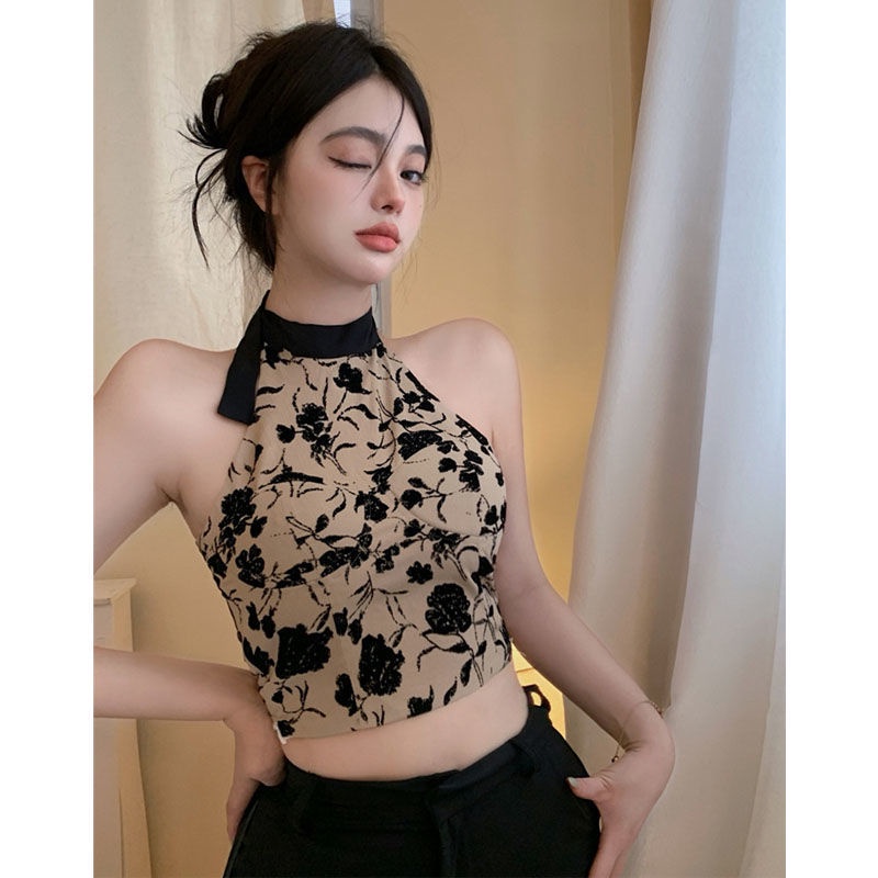 Manis Spice Gadis Halter Leher Kamisol Rompi Wanita Musim Panas Pendek Seksi Off-the-shoulder Ketat