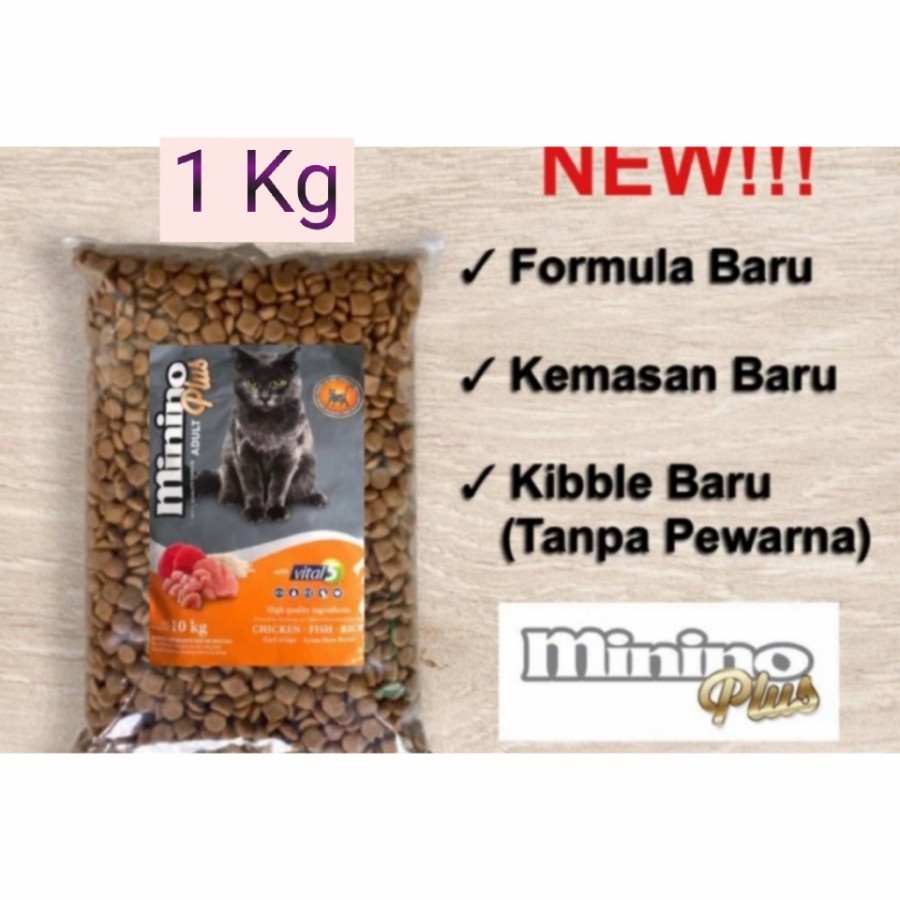 Minino plus repack 1 kg makanan kucing repack 1 kg