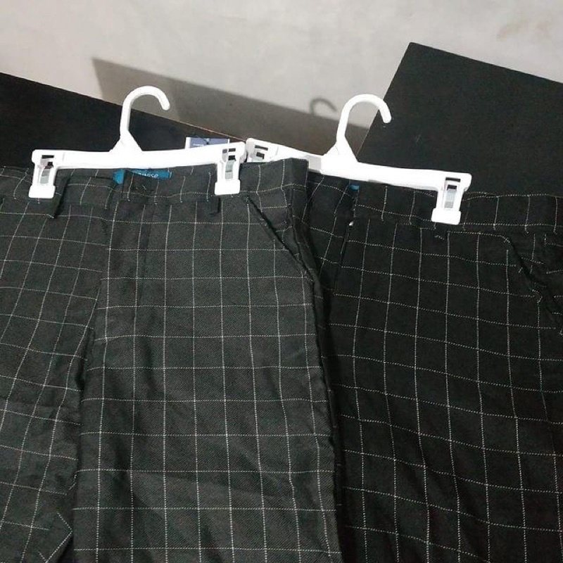 Celana Panjang Tartan Pria Slim Fit Original Gefaliano Warna Hitam Katun Twill Strecth 28-33