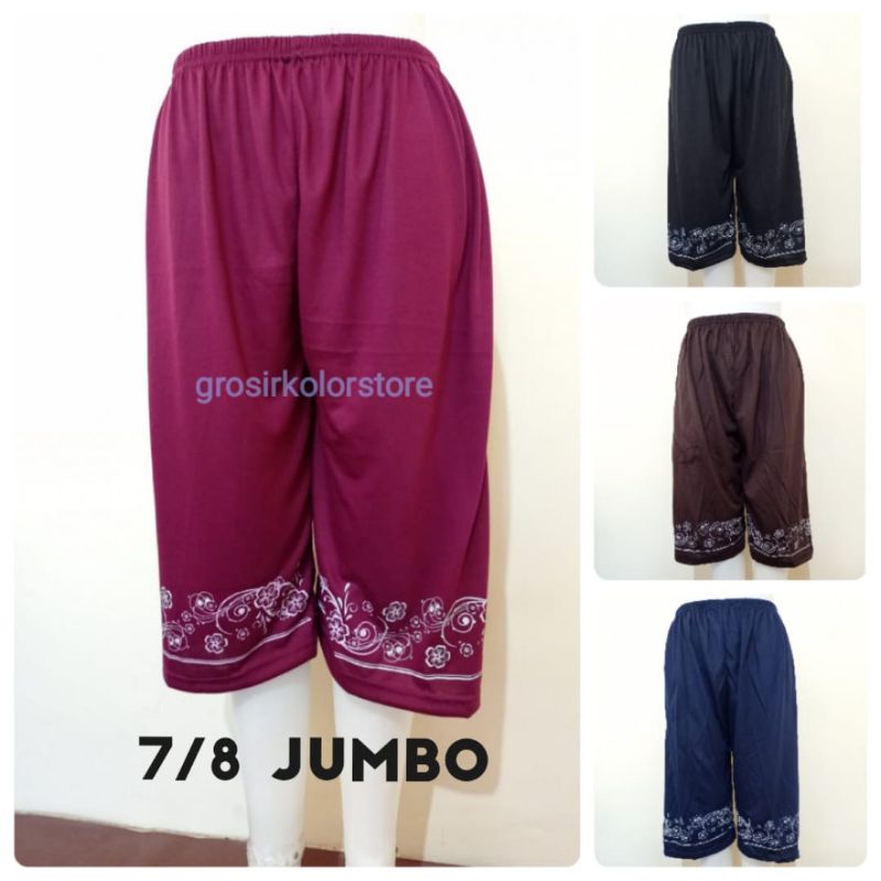 Celana Kolor Pendek 7/8 Tidur Santai Wanita Dewasa Jumbo XXL Bahan Kaos