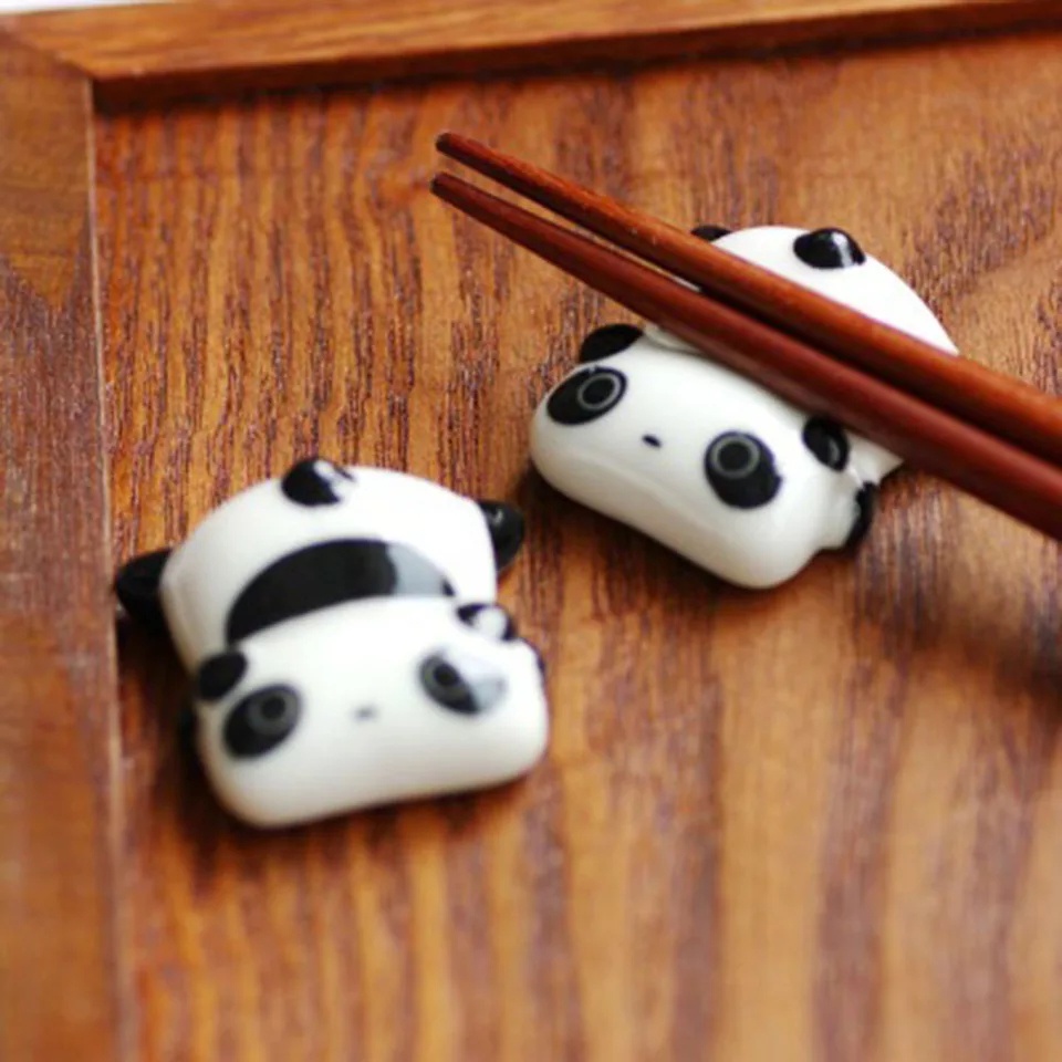 Tatakan Sumpit/Kuas Chopstick Stand Unik & Lucu Keramik /Bunga/Panda/Paus/Kelinci-4
