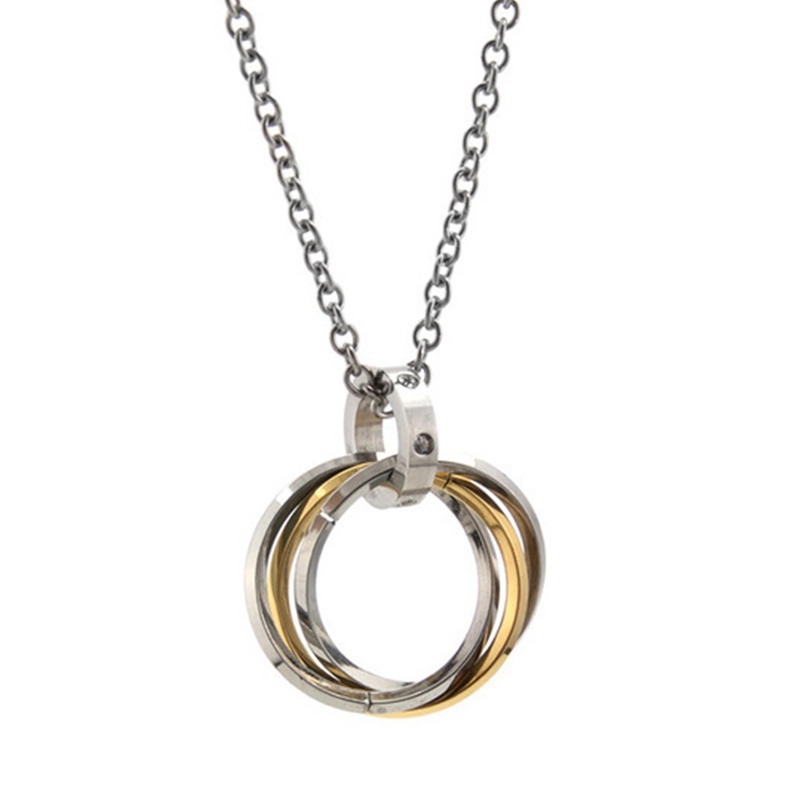 Kalung Liontin Cincin Bahan Stainless Steel Gaya Retro Untuk Pria