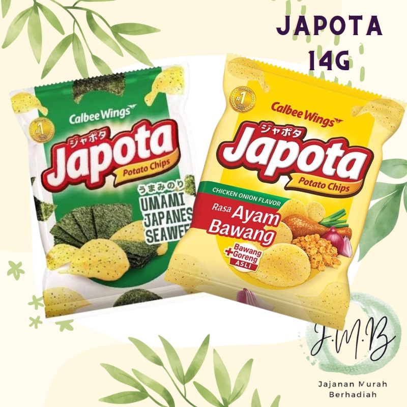 

JAPOTA JMB - JAPOTA 14g (1 PCS) Potato Chips kemasan Snack Ringan Cemilan Anak Murah Rasa Asin Rumput Laut Ayam Bawang