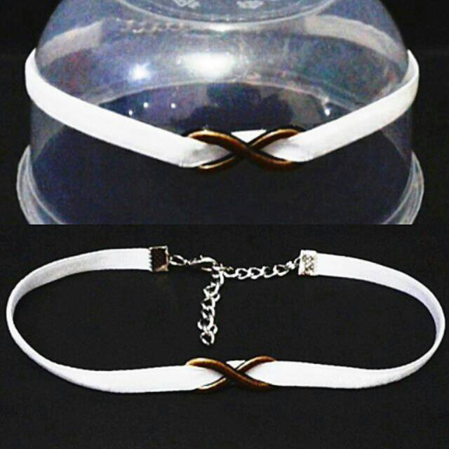 Bronze Infinite White Velvet Choker Necklace | Kalung Handmade