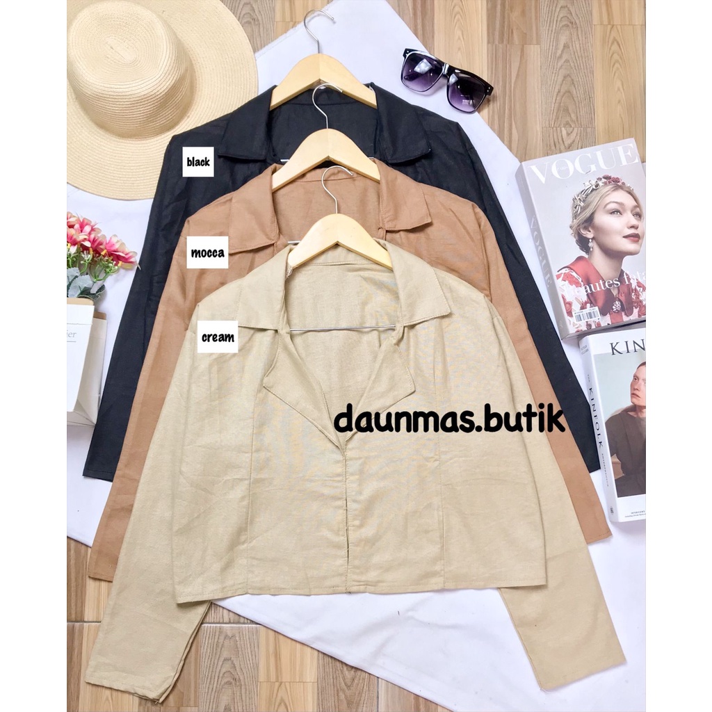 1KG MUAT 5PCS | SHEVA BLAZER CROP LINEN RAMI HITS OOTD SELEBGRAM OUTER FASHION GROSIR MURAH WANITA TERBEST SELLER