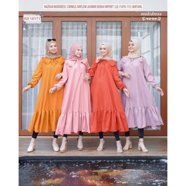 Midi Dress Crinkle Airflow Jasmine Import