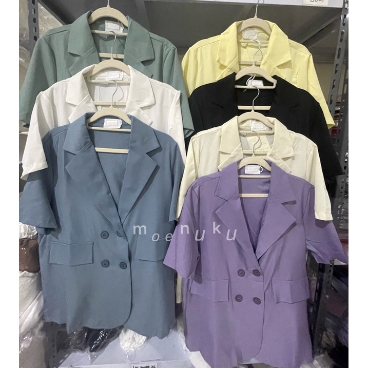 AI-YC Blazer Kasual Blazer Outer Wanita Korea Style Blazer OOTD Lengan Pendek