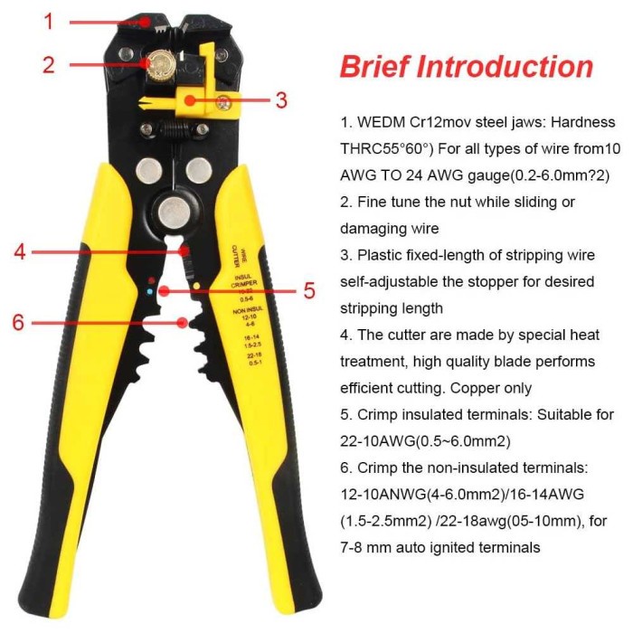 Tang Kabel Multifungsi Wire Cutter Crimper Pliers - TK0742 - Kuning