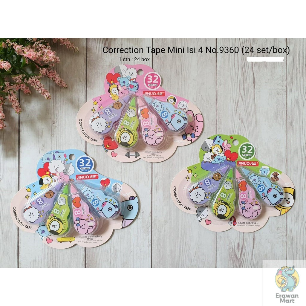 

COD - TIP EX KERTAS - TIP EX ROLL BTS BT21 KARTUN KARAKTER / TIP EX BTS BT21 / CORRECTION TAPE TIP SET