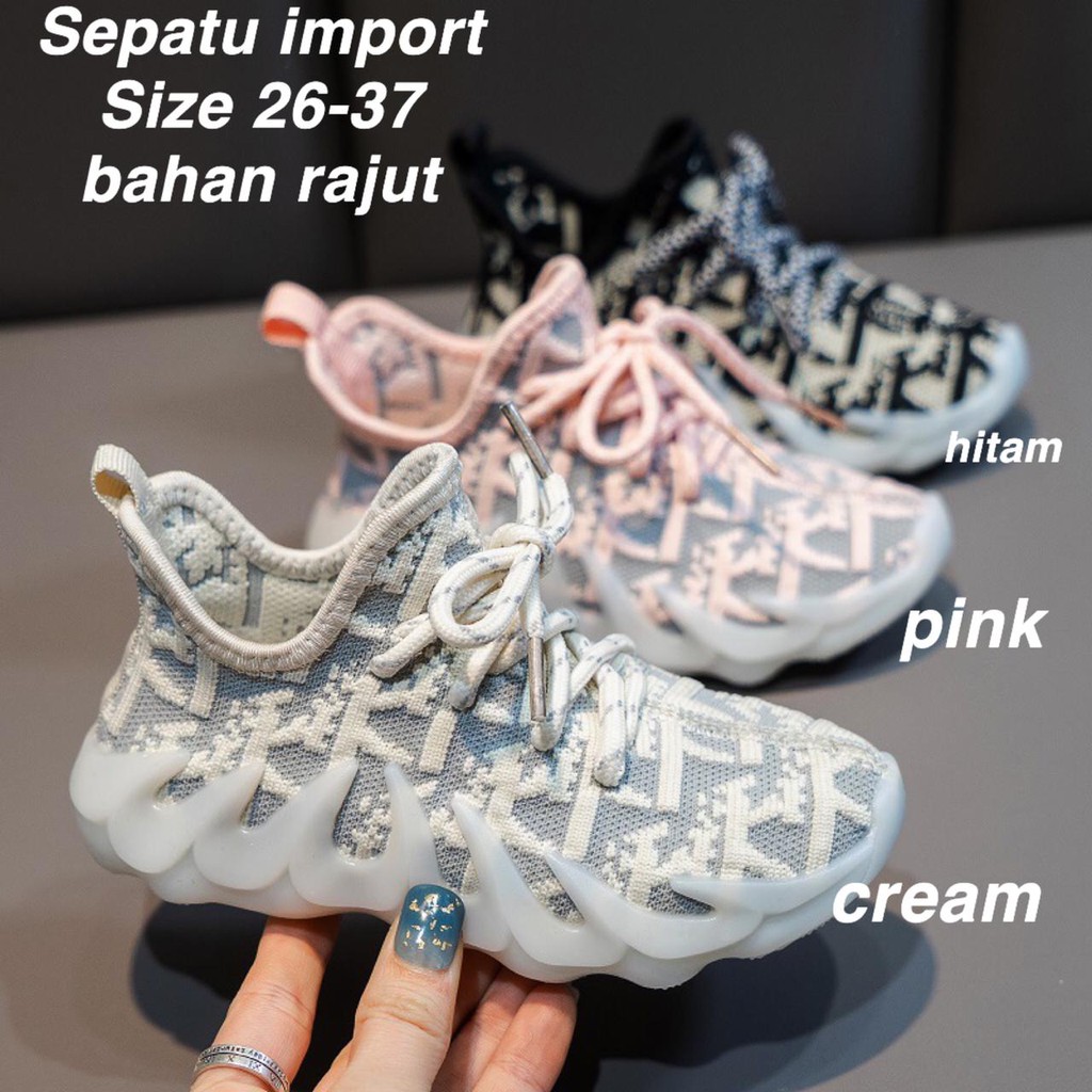 (LOLI-JKT) SP-R37 SEPATU ANAK UNISEX IMPORT BAHAN RAJUT SIZE 26-37