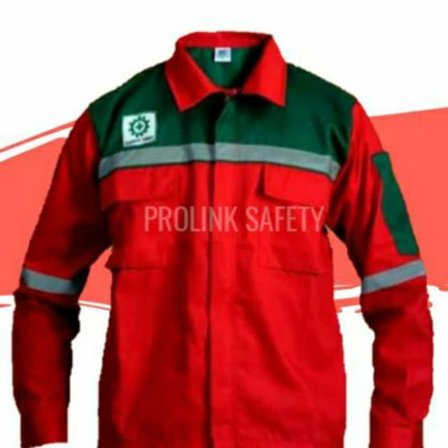 SERAGAM BAJU SAFETY HSE MERAH HITAM RESLETING