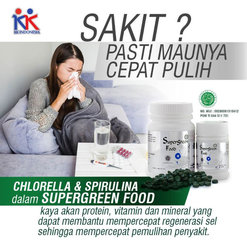 Super Green Food Isi 150 Tablet Suplemen Multivitamin KK Indonesia Padat Gizi Meningkatkan imun Tubuh Herbal Asam Lambung Maag kronis Gerd Asam Lambung