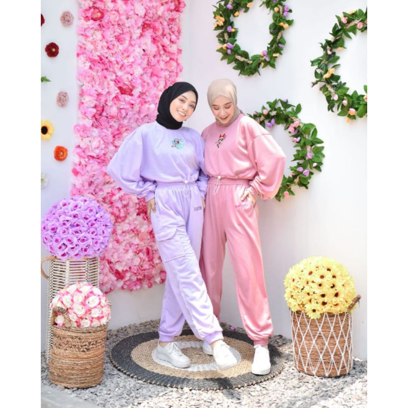POWERPUFF GIRLS SET / setelan powerpuff / setelan lilac / one set lilac / setelan wanita / kekinian