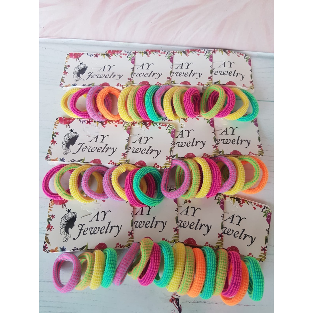 JKSNASEMKA22 - IKAT RAMBUT ELASTIS DIAMETER 2 CM PER CARD 4 PCS-3