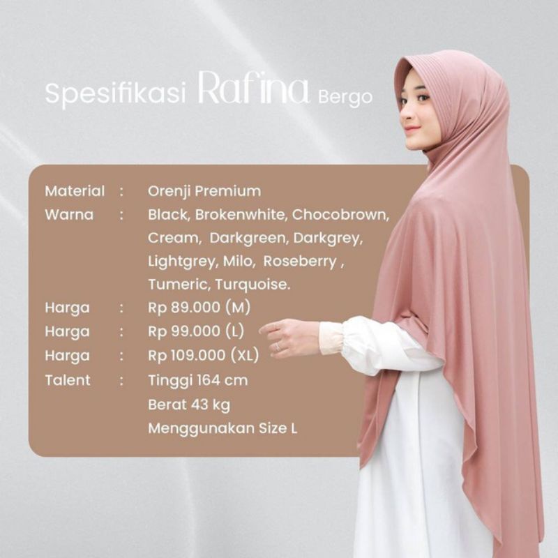 Bergo  Khimar Rafina by Audina | bahan orenji premium | 1 kg muat 6pcs