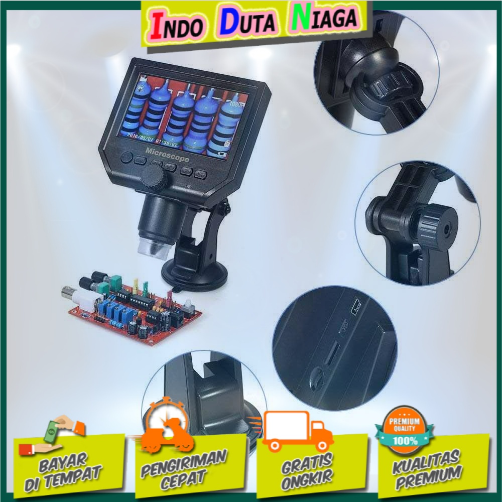 Mikroskop Digital 3.6MP 600X dengan Monitor &amp; Suction Cup Stand - G600