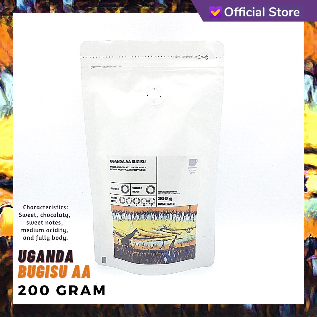 

SUTOYO COFFEE – Kopi Arabika Uganda Bugisu 200 Gram | Imported Beans| Kopi Import | Medium Roast | Single Origin | Sutoyo Coffee