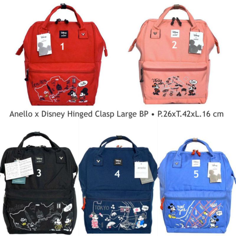 Tas Ransel Besar Anello Hinged Clasp Disney Mickey Mouse
