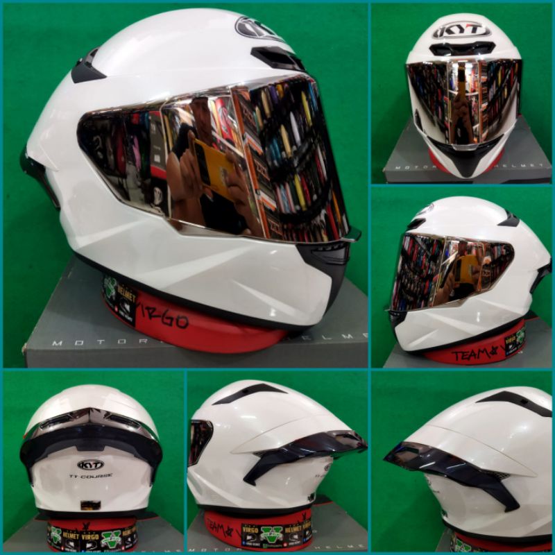 kyt tt course solid White - putih paket lengkap/ganteng termurah | original kyt SNI DOT