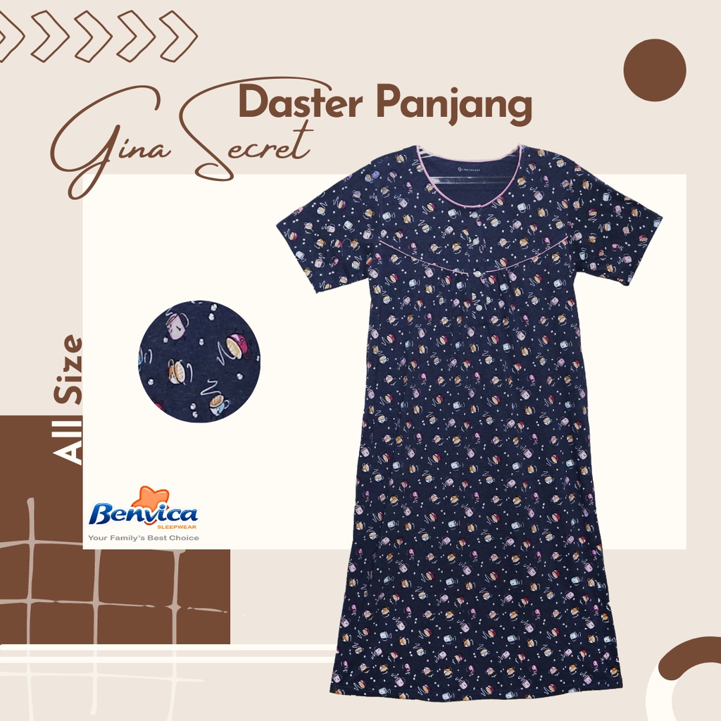 BAJU TIDUR DASTER PANJANG LONG KAOS GINA SECRET ADEM BANYAK MOTIF