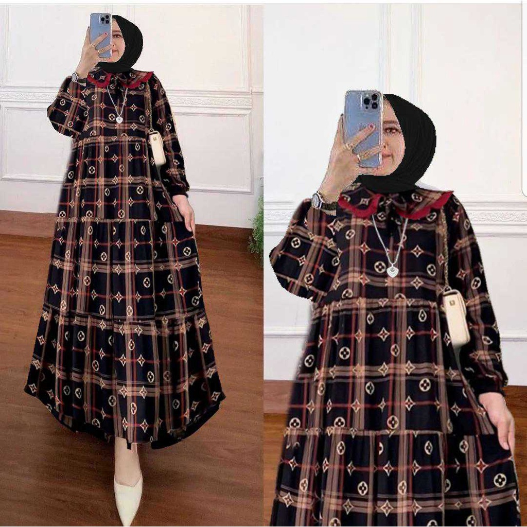GANESHA MAXI MIDI DRESS GAMIS WANITA TERBARU BAHAN RAYON VISCOSE PREMIUM BISA COD LD 110