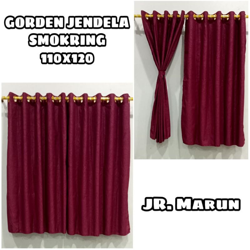 GORDEN JENDELA PENDEK POLOS MINIMALIS SMOKERING / SMOKRING MERAH MAROON