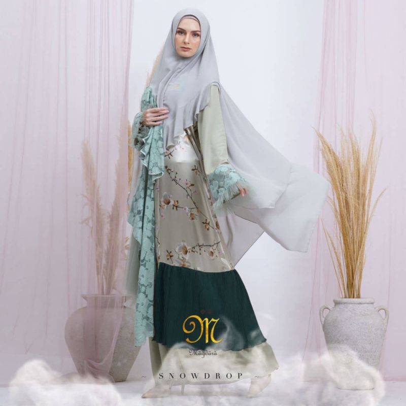 MAGDARA Snowdrop set gamis khimar | premium unik syari gamis set PROMO
