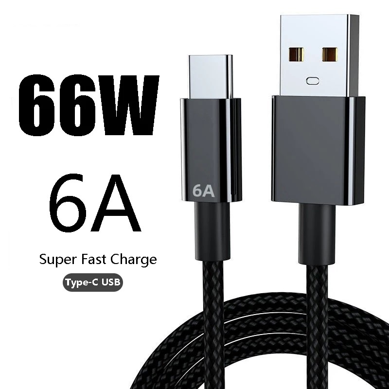 Kabel Data / Charger USB Tipe-C Fast Charging 66W Panjang 1 / 2M 6A Untuk Huawei / Xiaomi Android
